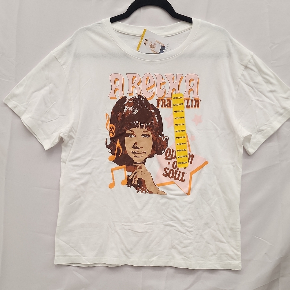 White Graphic Tee - Aretha Franklin Design‎